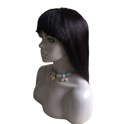 Natürliche Schwarze Roh Jungfrau Remy Vollspitze Handgebundene Perücken mit Haare Bangs Perücke Verkäufer