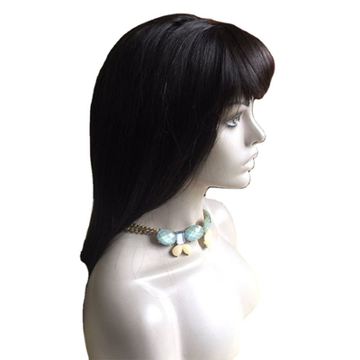 Natürliche Schwarze Roh Jungfrau Remy Vollspitze Handgebundene Perücken mit Haare Bangs Perücke Verkäufer