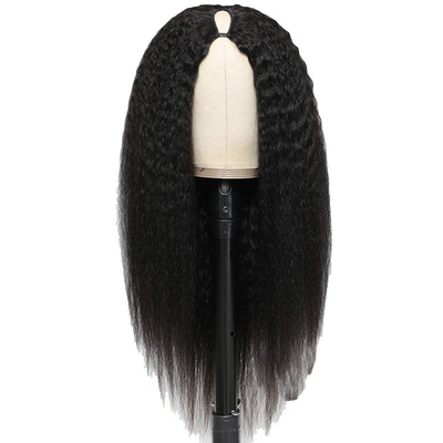 Perücken Länge Lange V Teil Kleberlos Afro Kinky Gerade menschliche Haare Perücke 250% Dichte