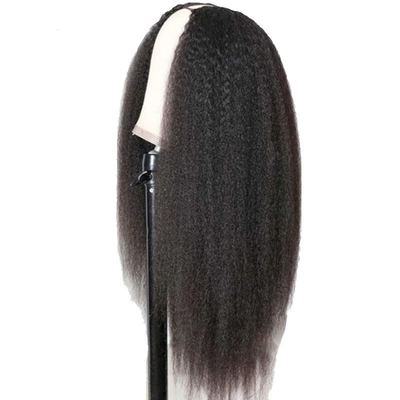 Perücken Länge Lange V Teil Kleberlos Afro Kinky Gerade menschliche Haare Perücke 250% Dichte