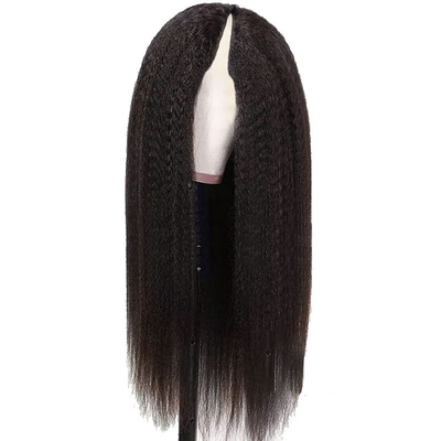 Perücken Länge Lange V Teil Kleberlos Afro Kinky Gerade menschliche Haare Perücke 250% Dichte