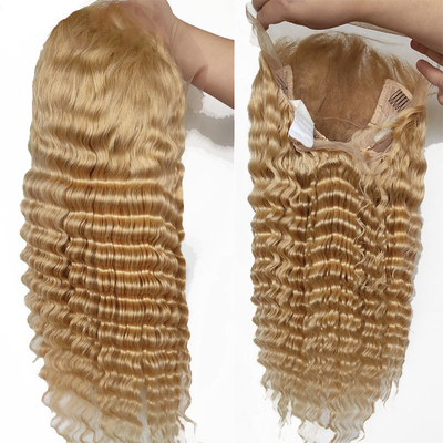 Schweizer Spitze Tiefe Welle Transparente Spitze Frontale Perücken für Lichtbraune Spitze Basismaterial