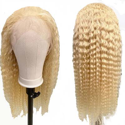Haarqualität Remy-Haar italienische lange lockige durchsichtige Spitze Vorderseite 613 Blonde menschliche Haare Perücken
