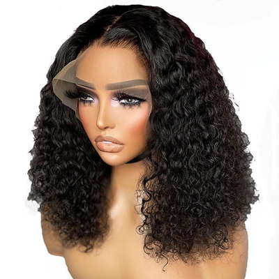 Kurze Länge Hellbraune Spitze Vorderseite Menschliches Haar Ozean Körper Welle Bob Perücke für schwarze Frauen