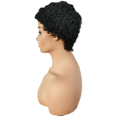 Maschinenfertigung von kurzen lockigen menschlichen Haaren Perücke Afro lockig ohne Spitzenverschluss Jungfrau Brasilianisch