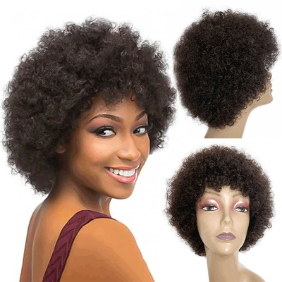 Roh-indische menschliche Haarkütze ausgerichtet Pixie Cut Afro Curly Perücken GS Versorgung 250g-450g