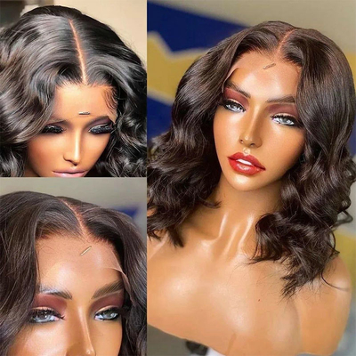 Sehr schwarz 13x6 Spitze Frontal Short Style Bob Body Wave menschliches Haar Perücken für schwarze Frauen