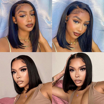 Erleben Sie Luxus mit 8 Zoll doppelt gezogenen brasilianischen Straight Full Lace Front Bob Wigs