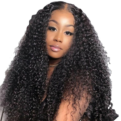 HD Schweizer Spitze Front Mongolisch Peruanisch 13x4 Afro Kinky Lockerhaar Perücke mit Babyhaar
