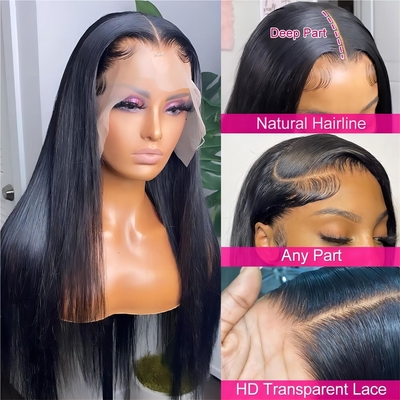 360 Full 13x6 Hd Spitze Front Jungfrau Haare Perücken 100% Rohes natürliches menschliches Haar mit Frontal