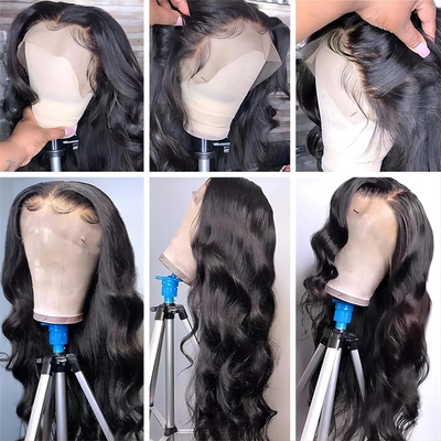 Jungfräuliche Haare Frontale Perücke mit Schweizer Spitzenöffnungen und rohes indisches Haar