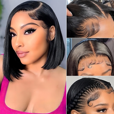 Brasilianische Haare Kurz Bob Transparent Bob Perücken Hd Spitze Vorderseite menschliche Haare Perücken 8-14 Zoll