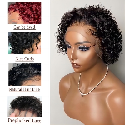 8 Zoll menschliche Haare Perücken 360 Spitze Front Pixie Locken Perücke für weiches und glänzendes Haar