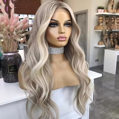 Europäische Haare Menschenhaare Perücken mit Frontal 180% Dichte HD Spitze Front und Körper Welle