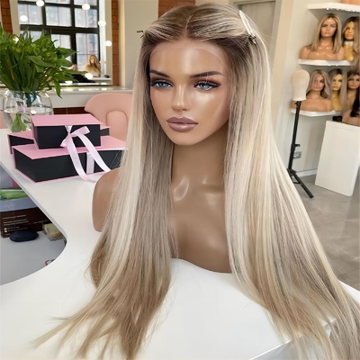 Europäische Haare Menschenhaare Perücken mit Frontal 180% Dichte HD Spitze Front und Körper Welle